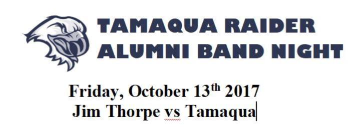 10-13-2017, Tamaqua Raider Alumni Band performs during game, TASD Stadium, Tamaqua