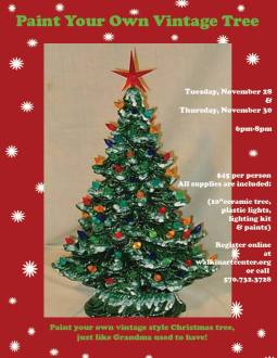 11-28, 30-2017, Paint Your Own Vintage Christmas Tree, at Walk In Art Center, Schuylkill Haven