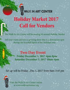 12-1, 2-2017, Holiday Market, Two-Day Event, at Walk In Art Center, Schuylkill Haven`