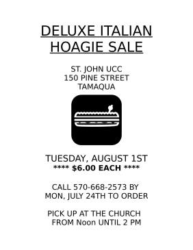8-1-2017, Deluxe Hoagie Sale, St John UCC, Tamaqua