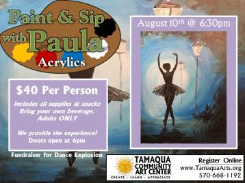 8-10-2017, Paint & Sip with Paula, Ballet Dancer