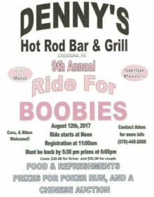 8-12-2017, Ride For Boobies, at Denny's Hot Rod Bar & Grill, Cressona