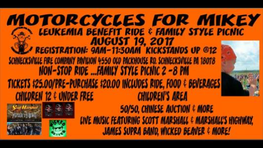 8-19-2017, Motorcycles for Mikey, benefit ride and picnic, at Schnecksville Fire Company, Schnecksville