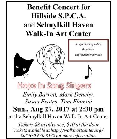 8-27-2017, Hope In Song Singers, benefits SPCA, at Walk In Art Center, Schuylkill Haven