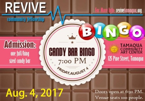 8-4-2017, Candy Bar Bingo, via REVIVE, at Tamaqua Community Arts Center, Tamaqua