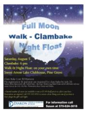 8-5-2017, Clambake, Walk & Night Float, at Sweet Arrow Lake, Pine Grove