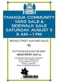 8-5-2017, Tamaqua Community Yard Sale, via Chamber, Downtown Tamaqua, and throughout Tamaqua