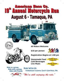 8-6-2017, Motorcycle Run, American Hose Company, Tamaqua