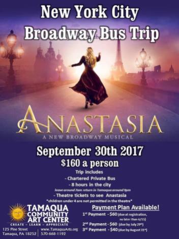 9-30-2017, New York City Broadway Bus Trip, via Tamaqua Community Arts Center, Tamaqua