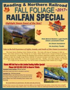 Reading and Northern Railroad Fall Foliage Railfan Special, Tamaqua, Jim Thorpe, 2017